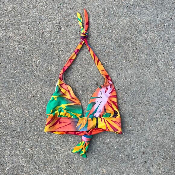 Victoria's Secret Y2K tropical print halter bikini top SMALL - Picture 1 of 3